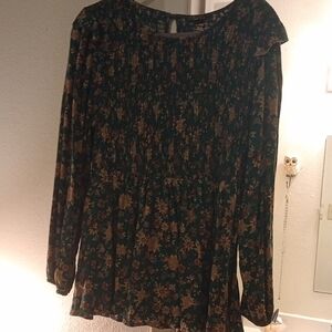 Torrid Black and Brown Floral Blouse